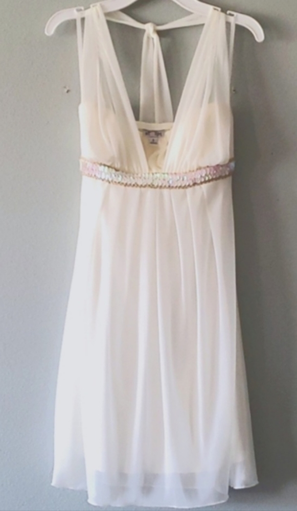 Sweet Storm occasion dress, size Small white w/ shimmering sequins